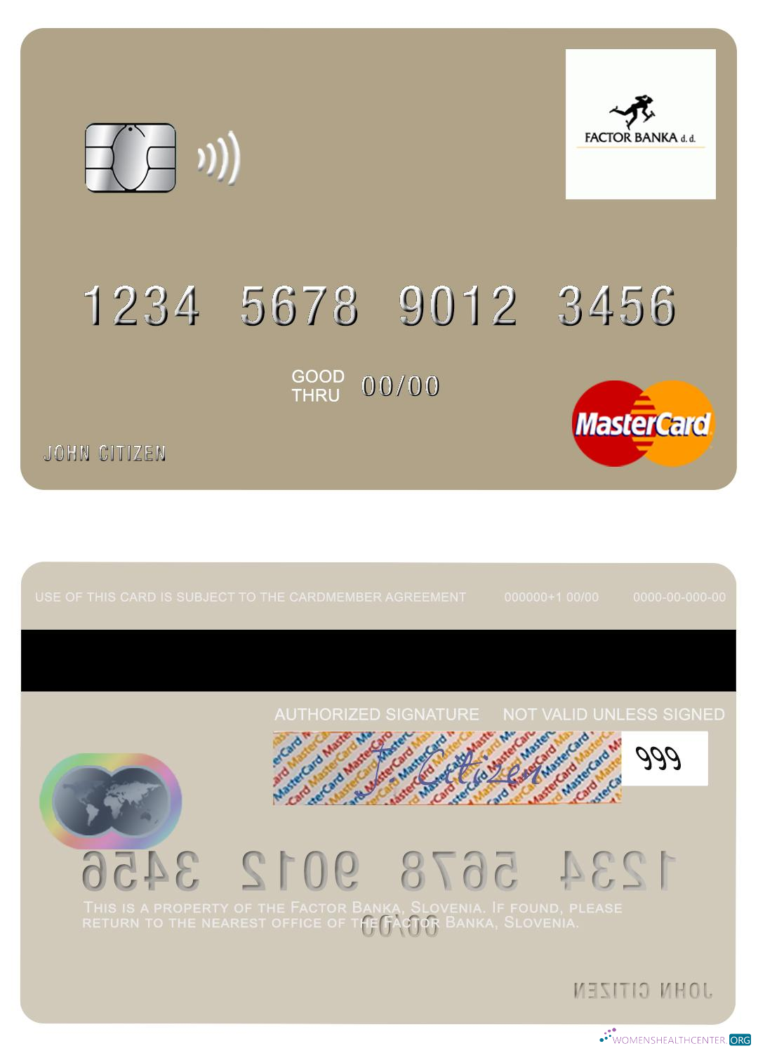 Realistische Herunterladen Slowenien Factor Banka Mastercard Photoshop Vorlage