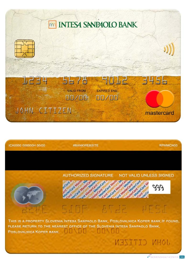 Hochwertige Herunterladen Slowenien Intesa Sanpaolo Bank, Poslovalnica Koper Bank Mastercard Photoshop Vorlage