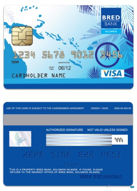 Realistische Herunterladen Salomonen BRED Bank Visa Individual Karte Photoshop Vorlage