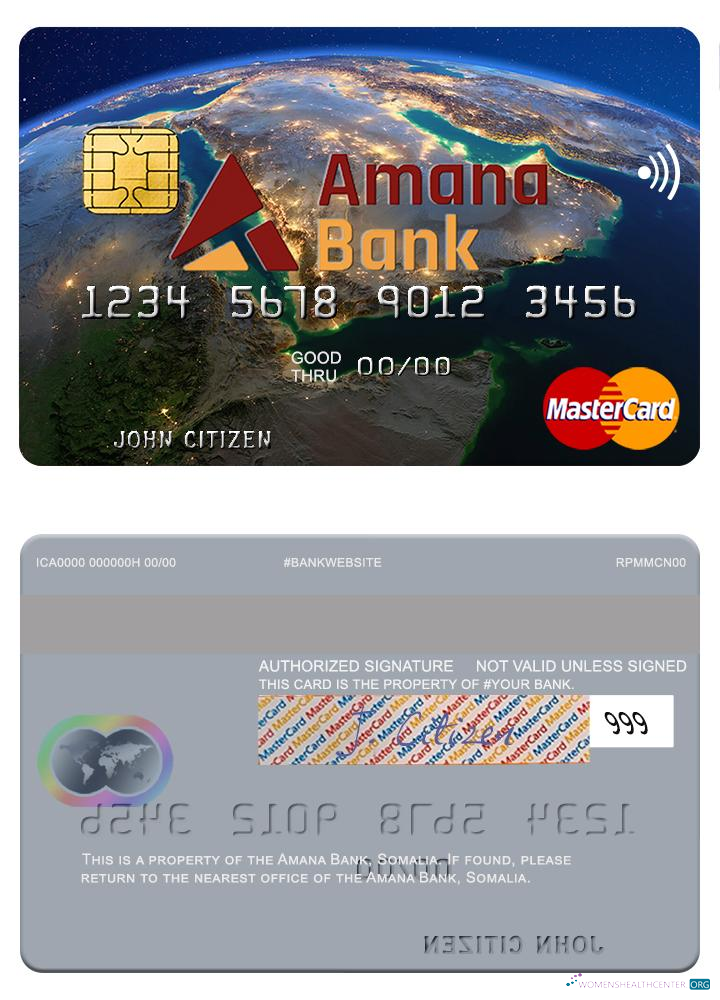 Realistische Herunterladen Somalia Amana Bank Mastercard Photoshop Vorlage