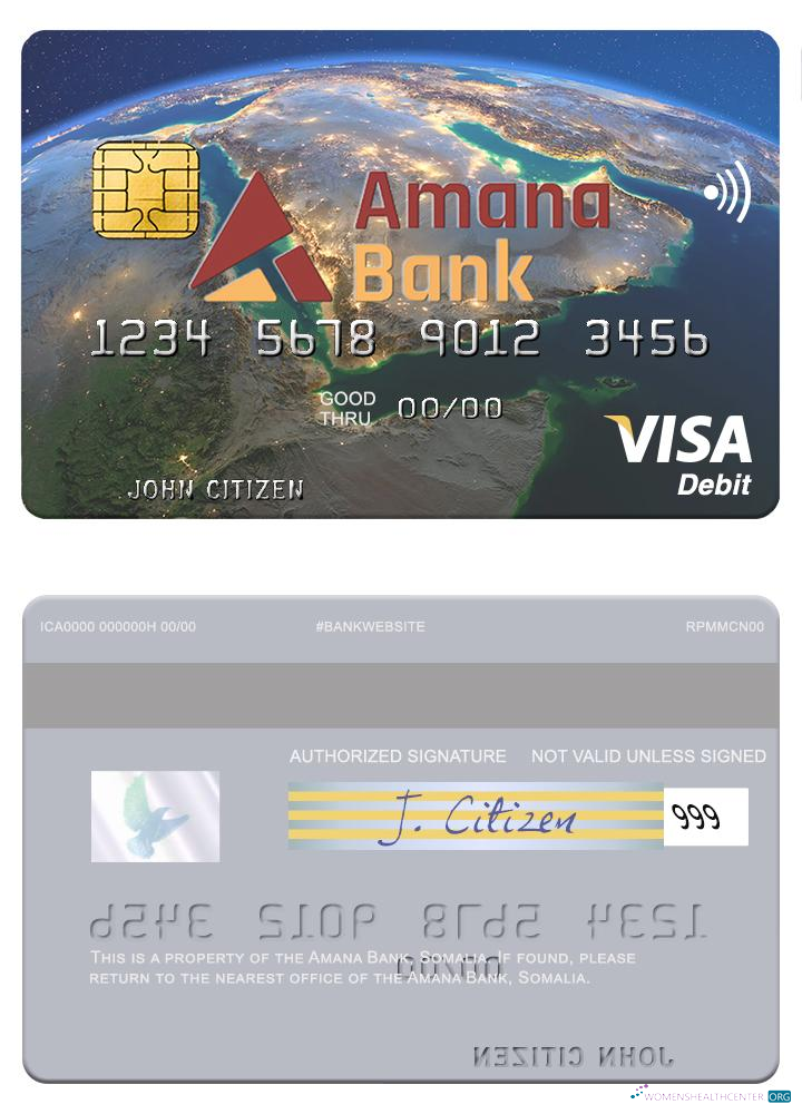 Hochwertige Herunterladen Somalia Amana Bank Visa Debit Karte Photoshop Vorlage