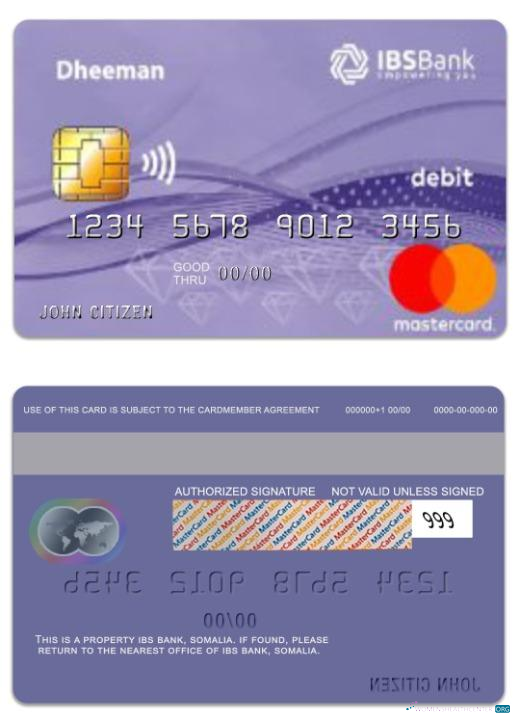 Professionelle Herunterladen Somalia IBS Bank Daheem Debit Mastercard Photoshop Vorlage