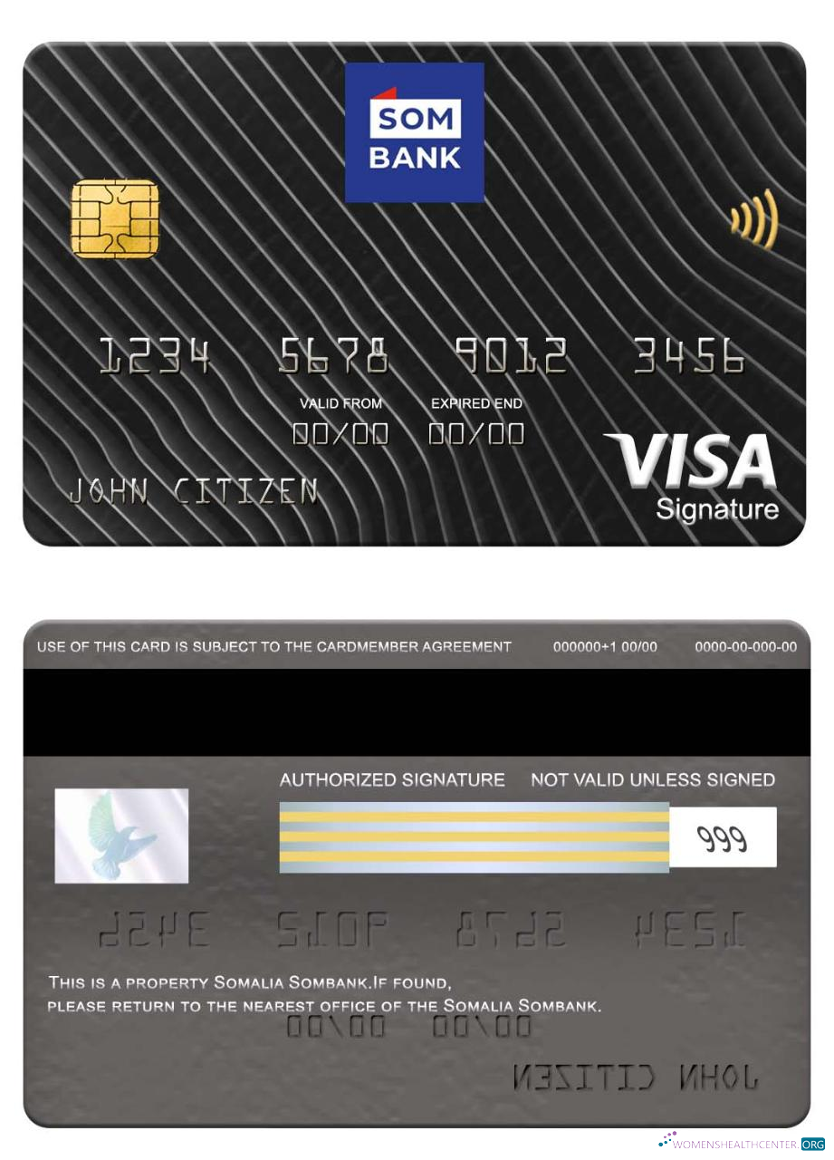 Realistische Herunterladen Somalia Sombank Visa Signature Karte Photoshop Vorlage