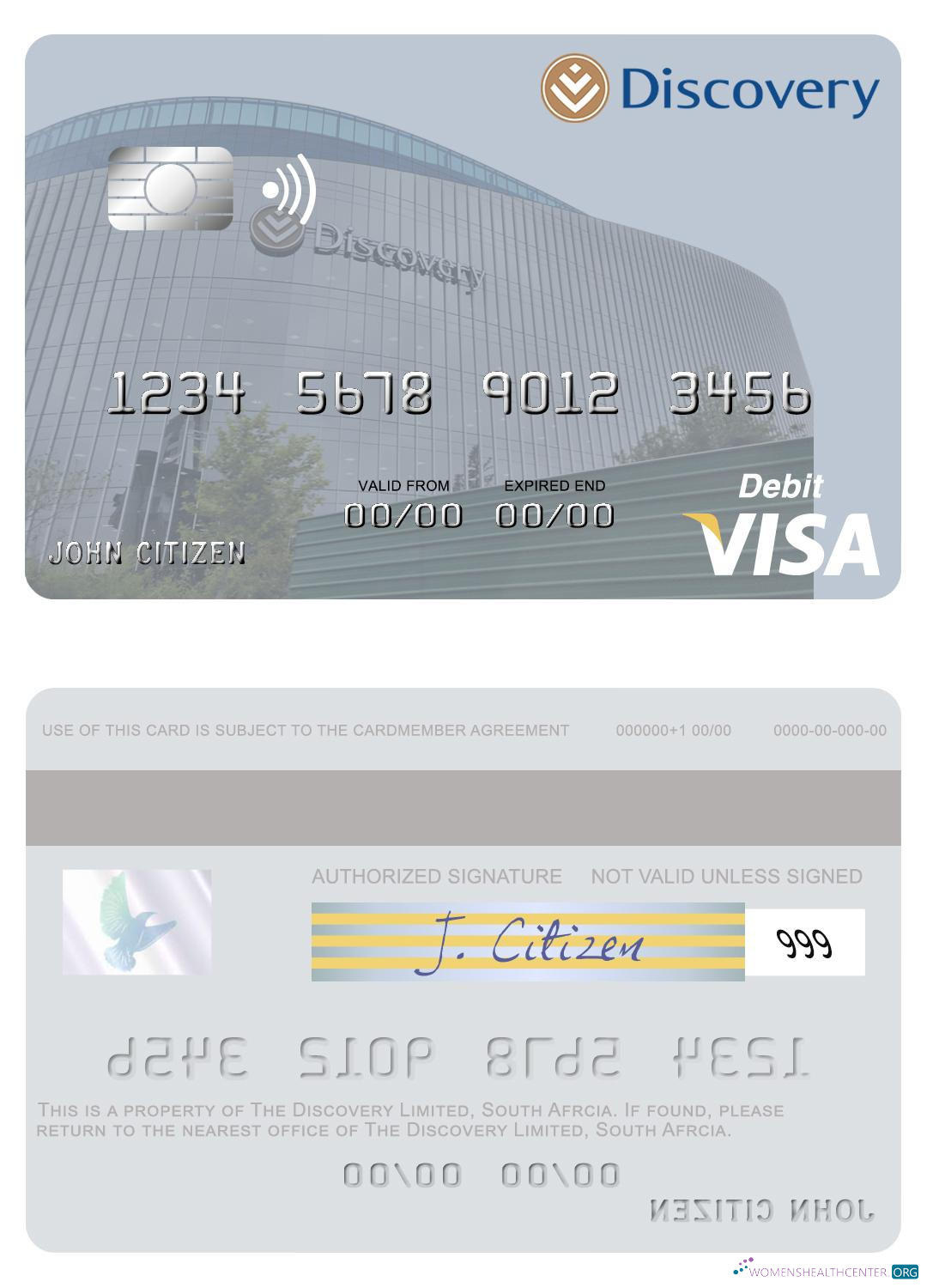 Realistische Herunterladen Süd Afrcia Discovery GmbH Visa Debit Karte Photoshop Vorlage