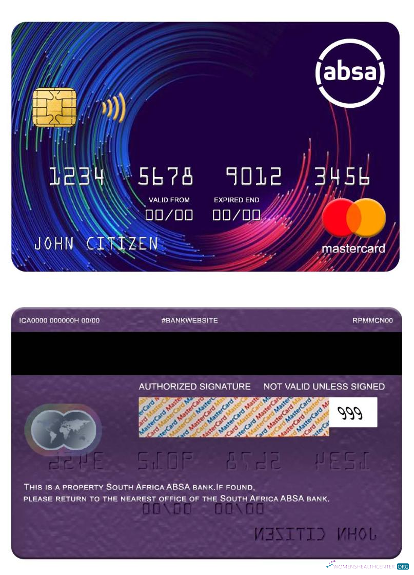 Professionelle Herunterladen Südafrika ABSA Bank Mastercard Photoshop Vorlage