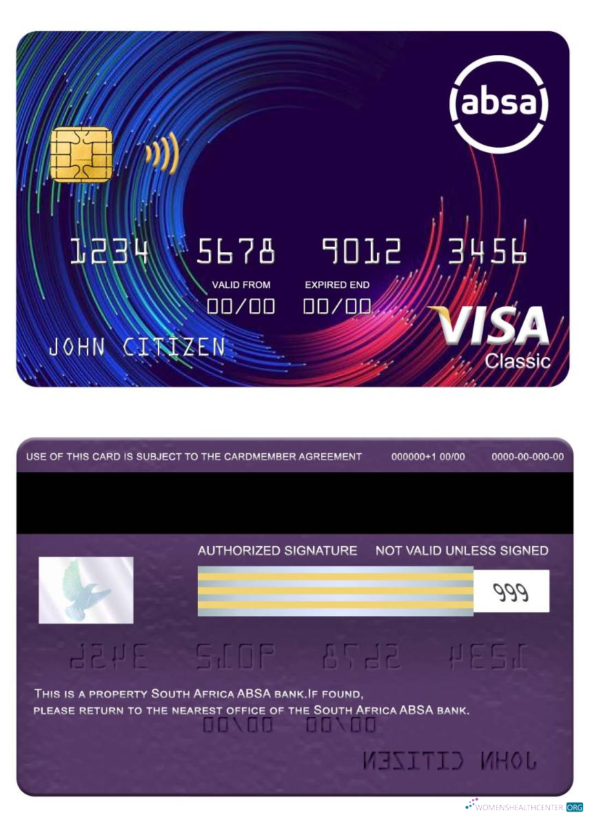 Realistische Herunterladen Südafrika ABSA Bank Visa Classic Karte Photoshop Vorlage