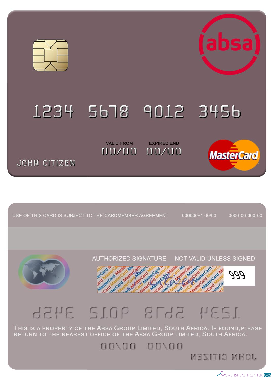 Professionelle Herunterladen Südafrika Absa Group GmbH Mastercard Photoshop Vorlage