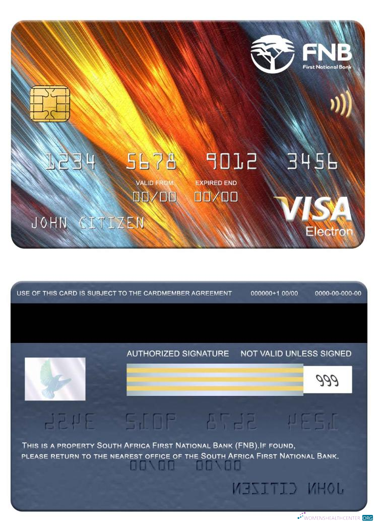 Hochwertige Herunterladen Südafrika Erste National Bank (FNB) Visa Electron Karte Photoshop Vorlage
