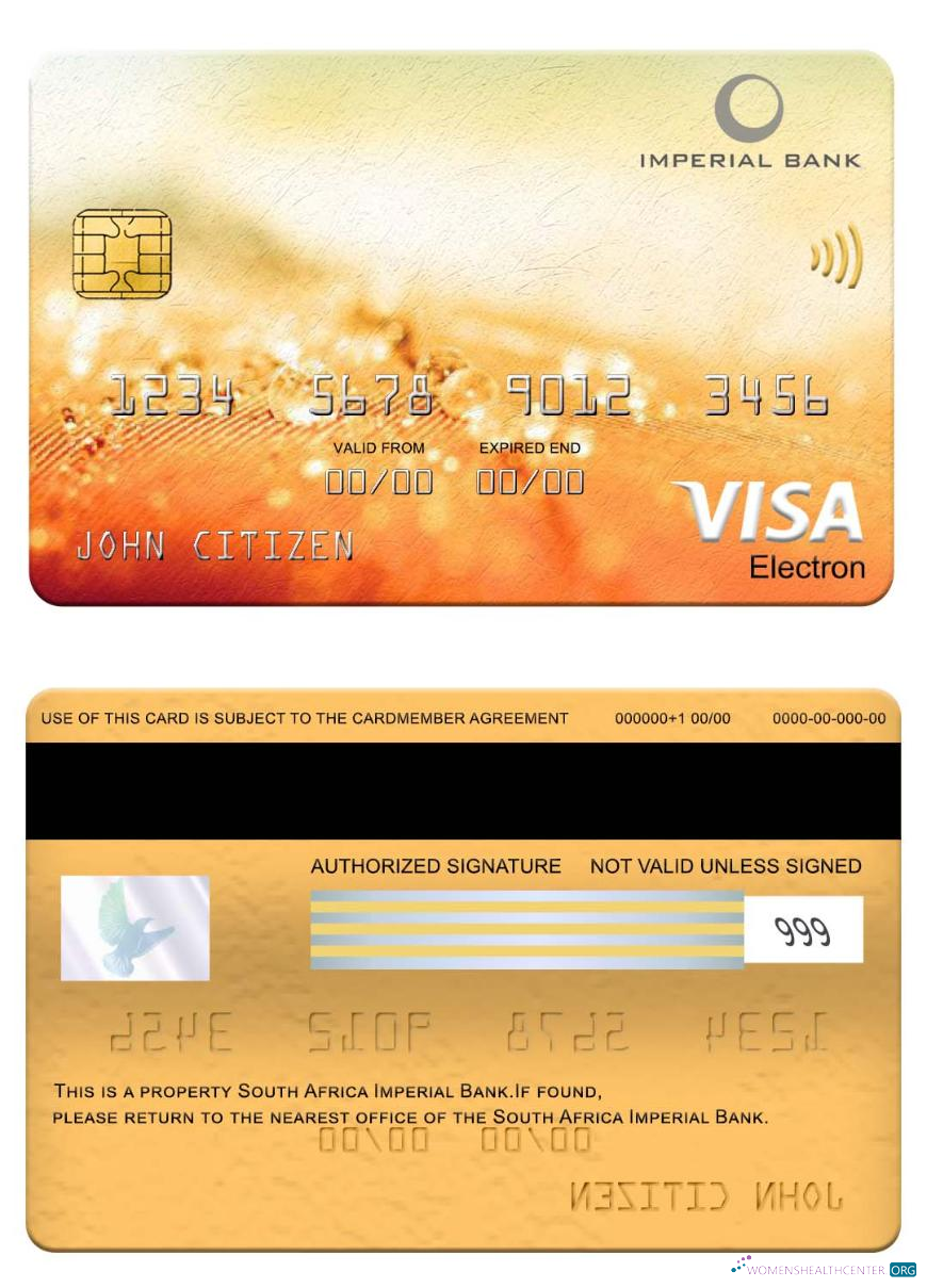 Editierbare Herunterladen Südafrika Imperial Bank Visa Electron Karte Photoshop Vorlage