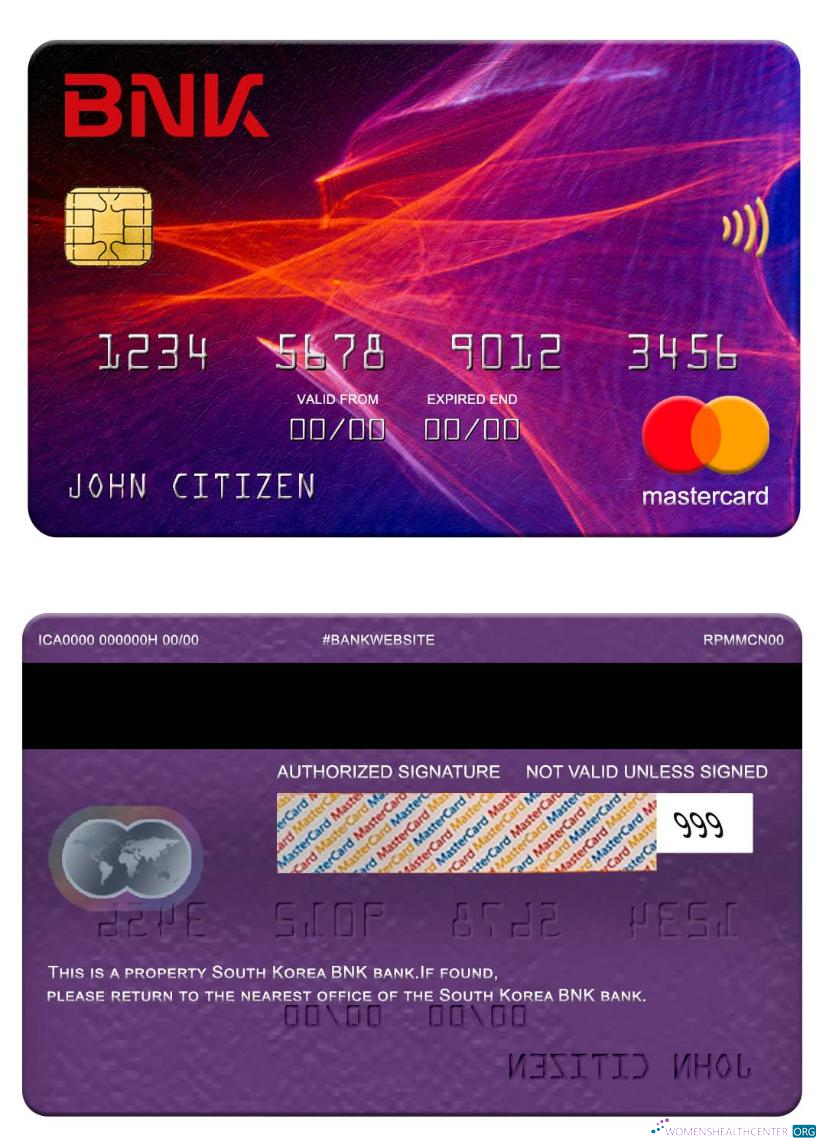Realistische Herunterladen Südkorea BNK Bank Mastercard Photoshop Vorlage
