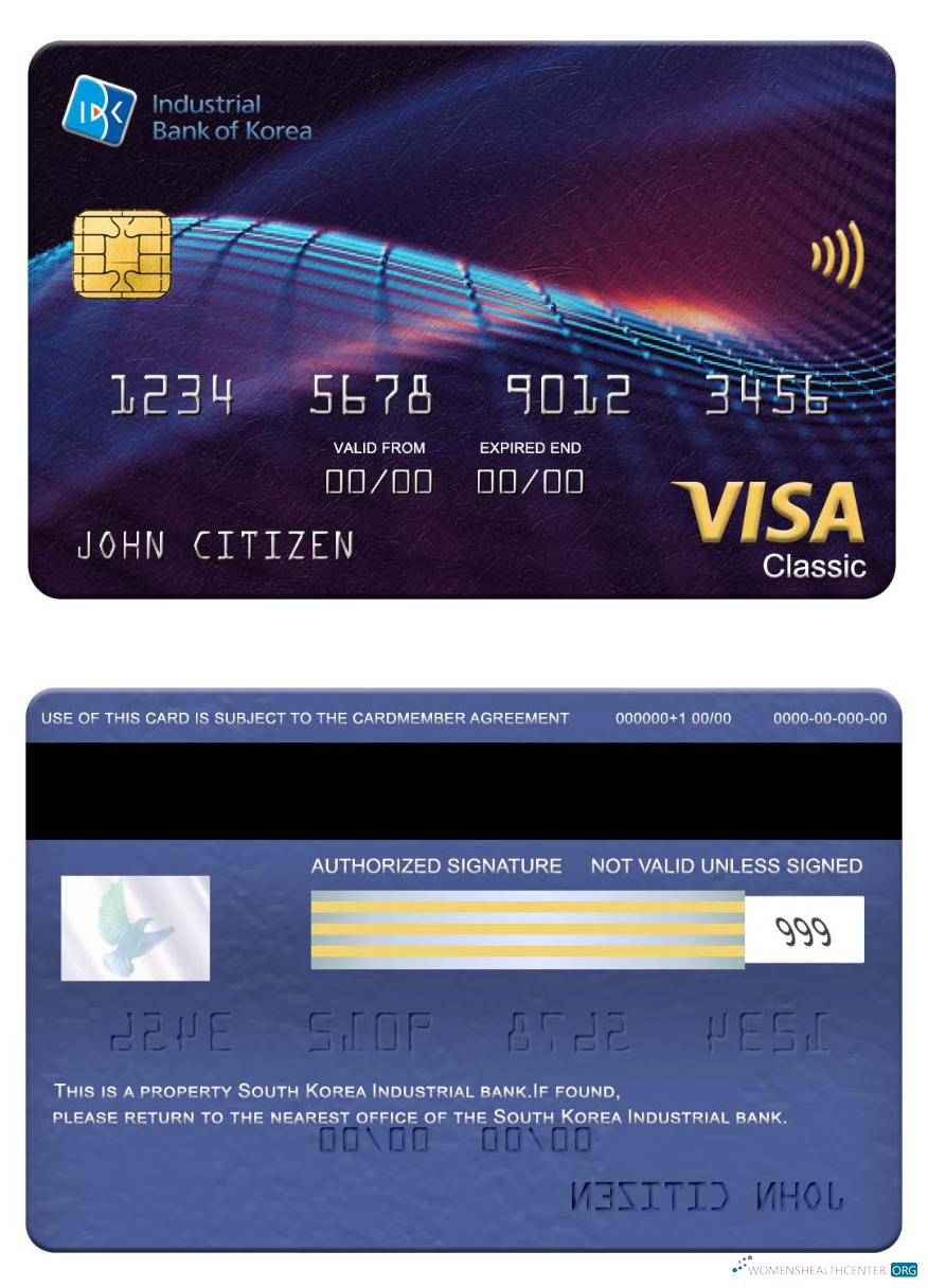 Hochwertige Herunterladen Südkorea Industrial Bank Visa Classic Karte Photoshop Vorlage