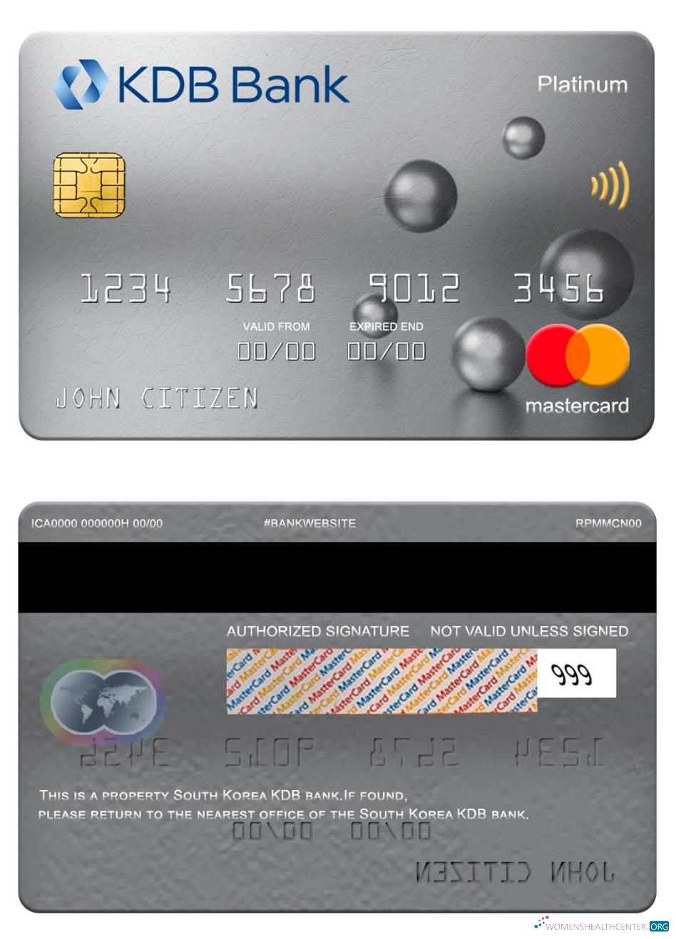 Editierbare Herunterladen Südkorea KDB Bank Mastercard Platin Photoshop Vorlage