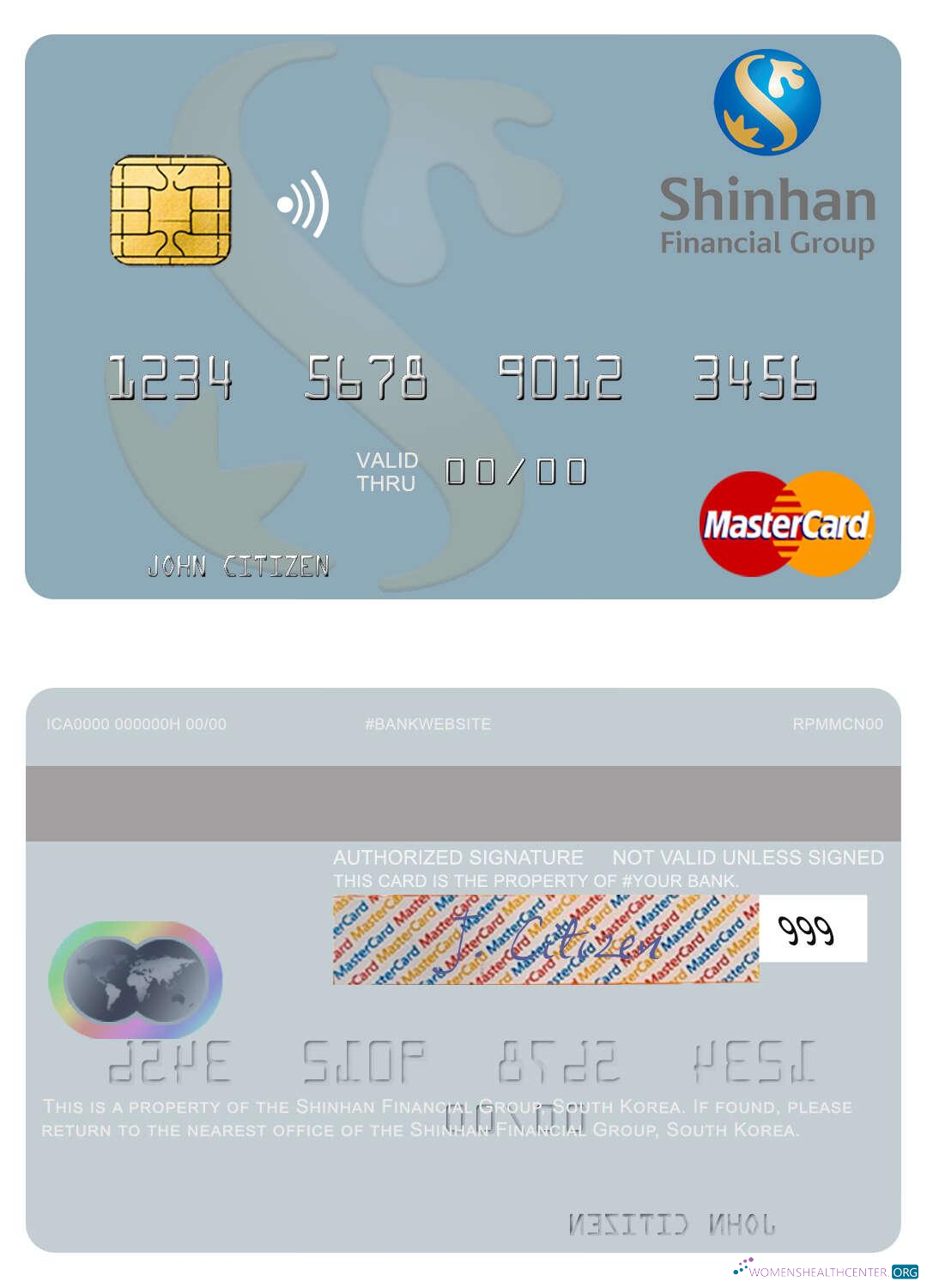 Hochwertige Herunterladen Südkorea Shinhan Financial Group Mastercard Photoshop Vorlage