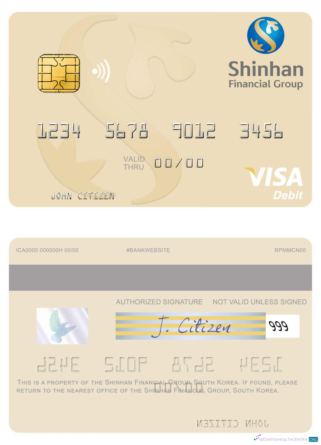 Professionelle Herunterladen Südkorea Shinhan Financial Group Visa Debit Karte Photoshop Vorlage
