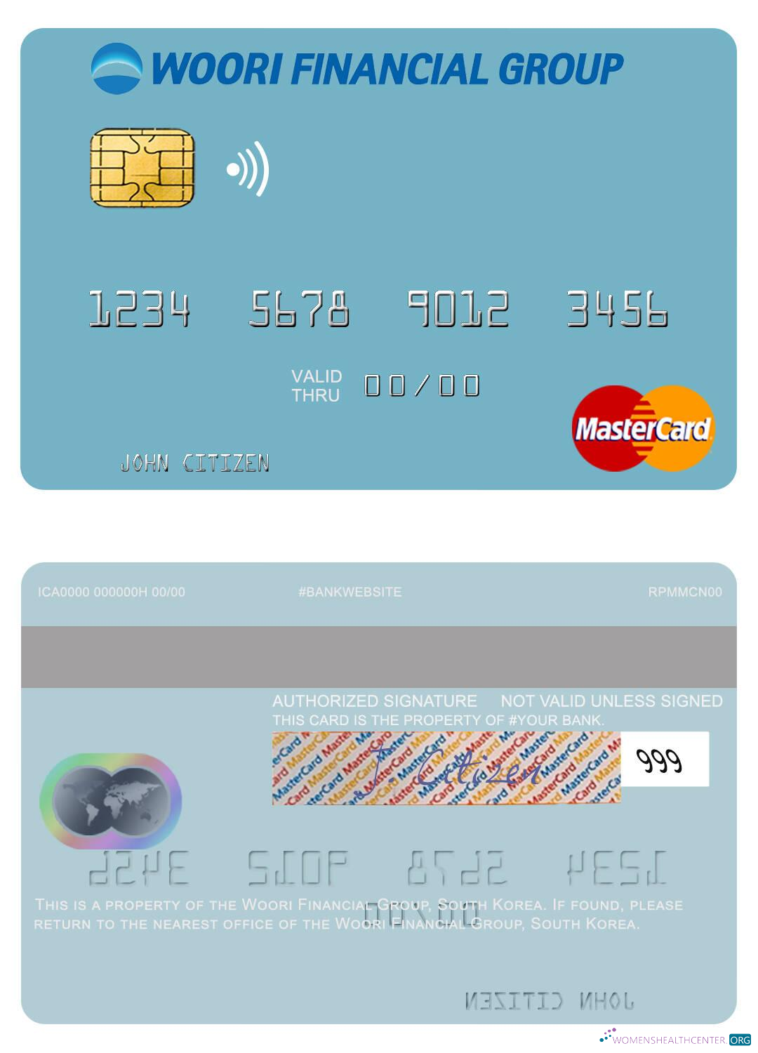 Professionelle Herunterladen Südkorea Woori Financial Group Mastercard Photoshop Vorlage