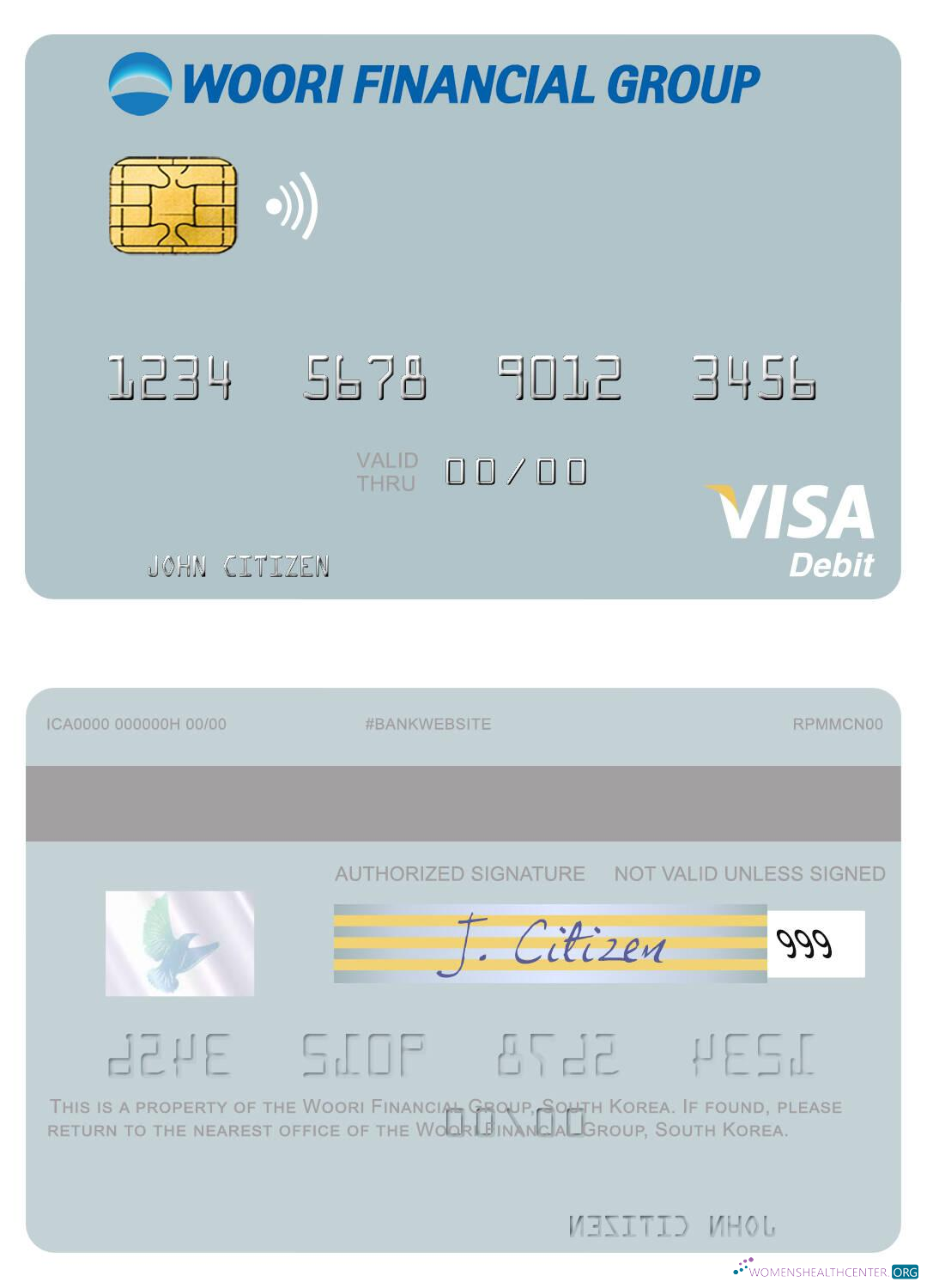 Editierbare Herunterladen Südkorea Woori Financial Group Visa Debit Karte Photoshop Vorlage