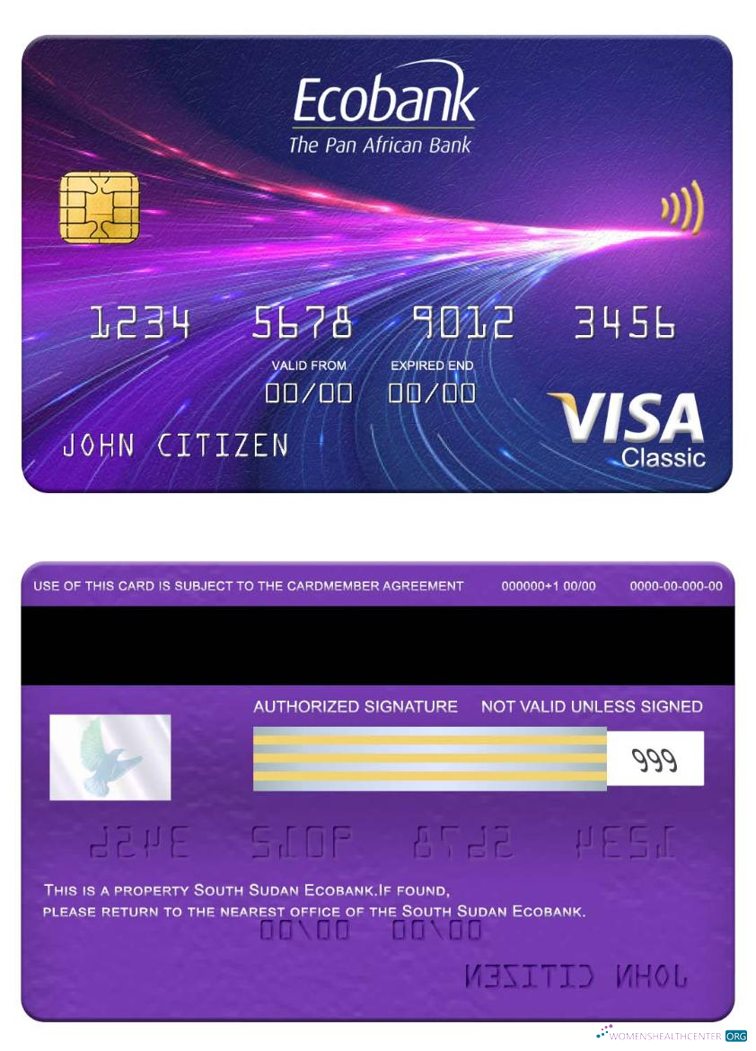 Hochwertige Herunterladen Südsudan Ecobank Visa Classic Karte Photoshop Vorlage
