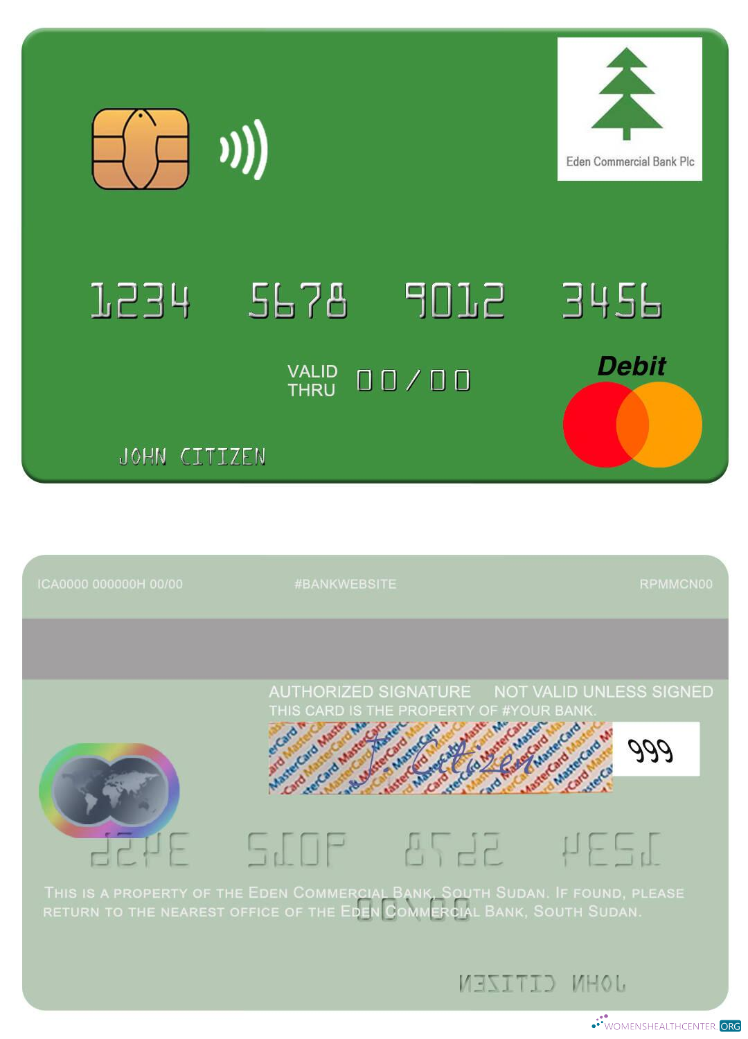 Hochwertige Herunterladen Südsudan Eden Kommerziell Bank Mastercard Photoshop Vorlage