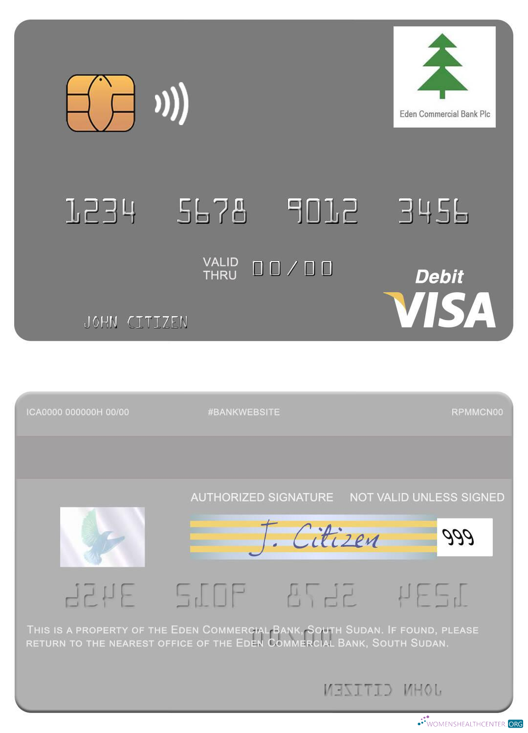 Realistische Herunterladen Südsudan Eden Kommerziell Bank Visa Debit Karte Photoshop Vorlage