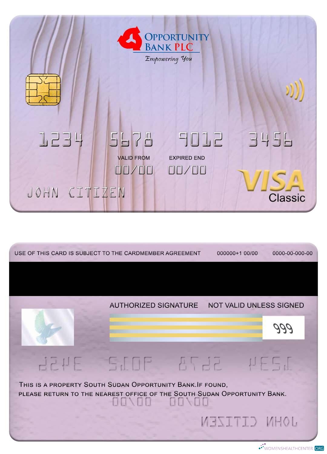 Realistische Herunterladen Südsudan Opportunity Bank Visa Classic Karte Photoshop Vorlage