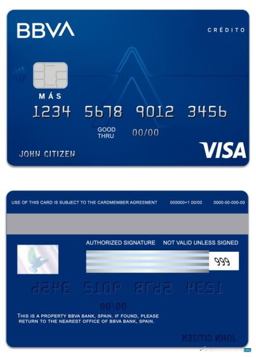 Professionelle Herunterladen Spanien BBVA Bank Visa Kredit Karte Photoshop Vorlage