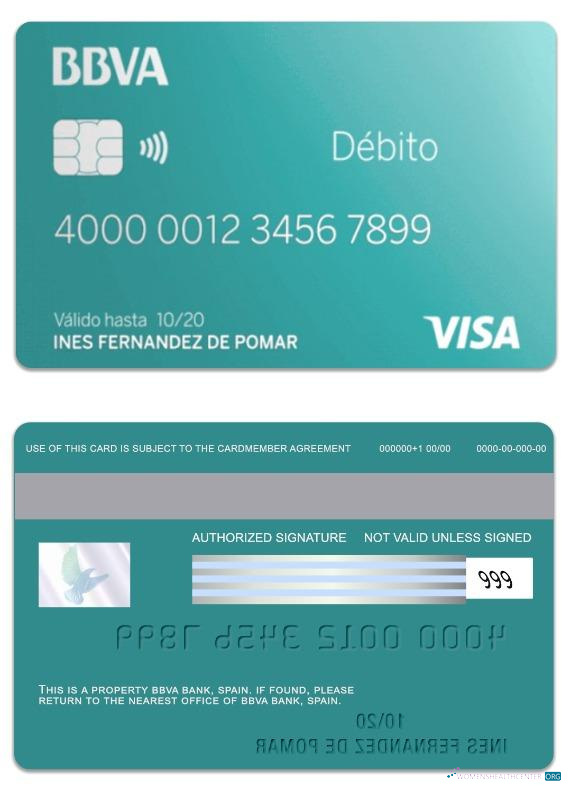 Realistische Herunterladen Spanien BBVA Bank Visa Debit Karte Photoshop Vorlage