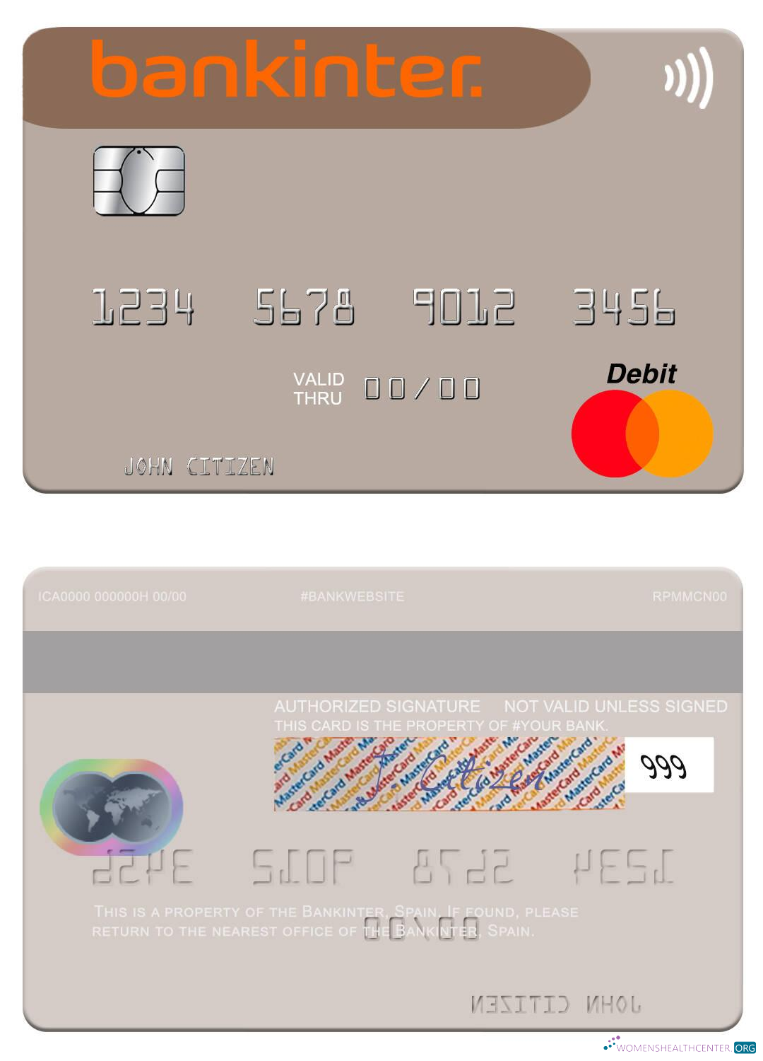 Hochwertige Herunterladen Spanien Bankinter Mastercard Photoshop Vorlage