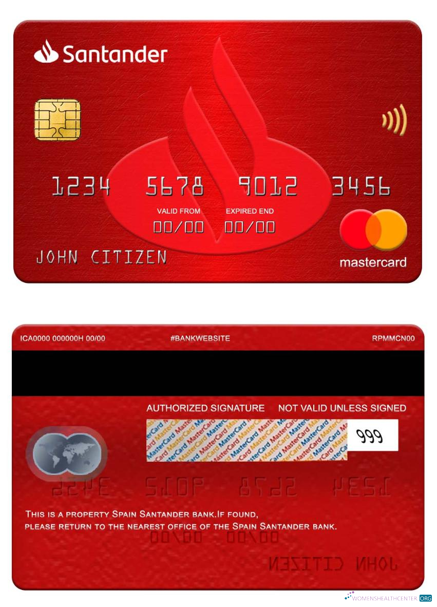 Professionelle Herunterladen Spanien Santander Bank Mastercard Photoshop Vorlage