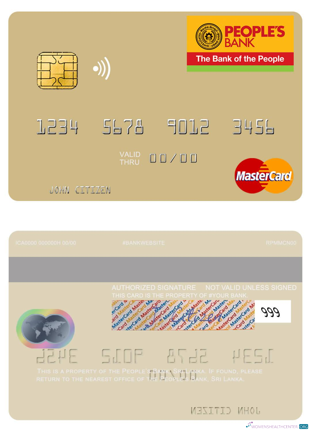 Editierbare Herunterladen Sri Lanka People’s Bank Mastercard Photoshop Vorlage