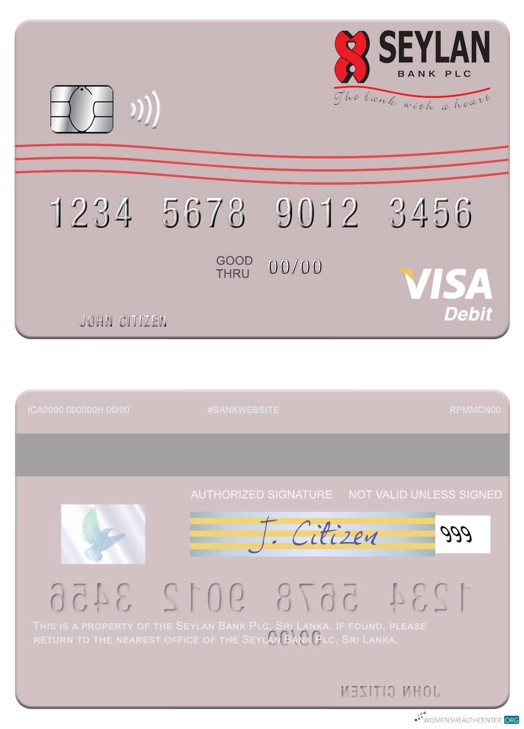Professionelle Herunterladen Sri Lanka Seylan Bank Plc Visa Debit Karte Photoshop Vorlage