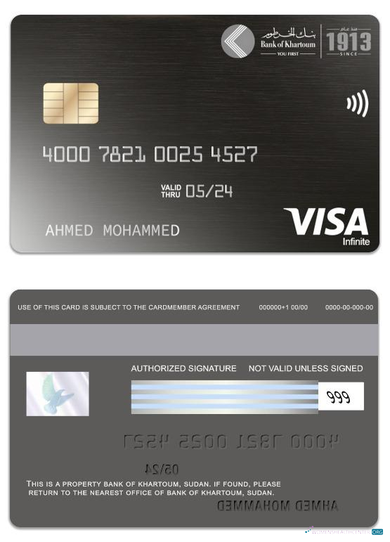 Professionelle Herunterladen Sudan Bank von Khartoum Visa Infinite Karte Photoshop Vorlage