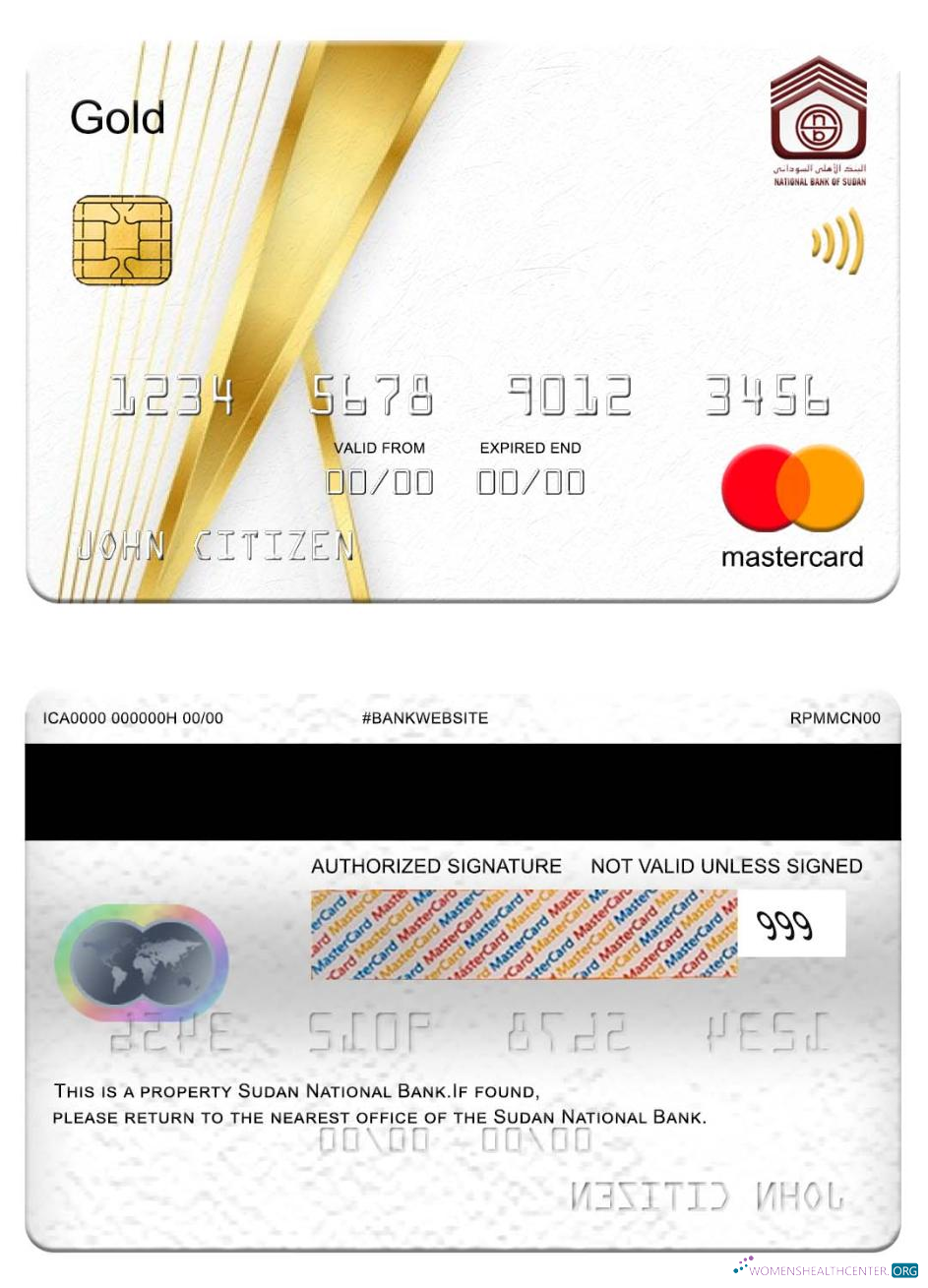 Professionelle Herunterladen Sudan National Bank Mastercard Gold Photoshop Vorlage