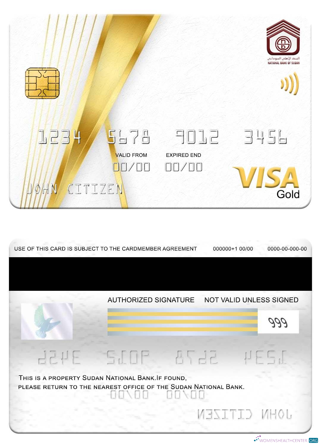 Realistische Herunterladen Sudan National Bank Visa Gold Karte Photoshop Vorlage