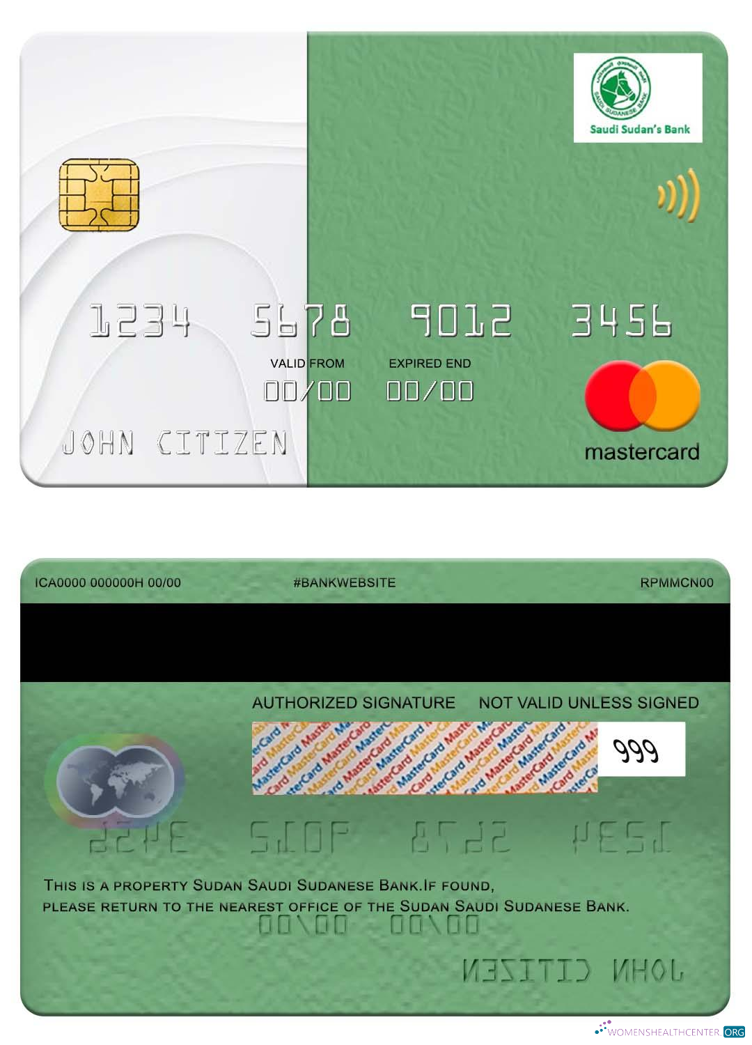 Editierbare Herunterladen Sudan Saudi Sudanese Bank Mastercard Photoshop Vorlage