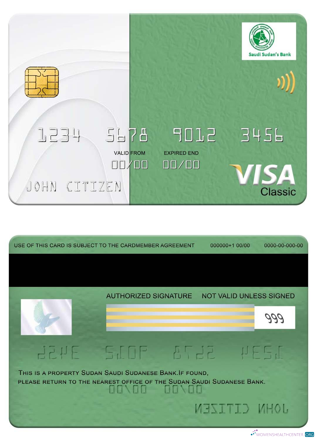 Hochwertige Herunterladen Sudan Saudi Sudanese Bank Visa Classic Karte Photoshop Vorlage