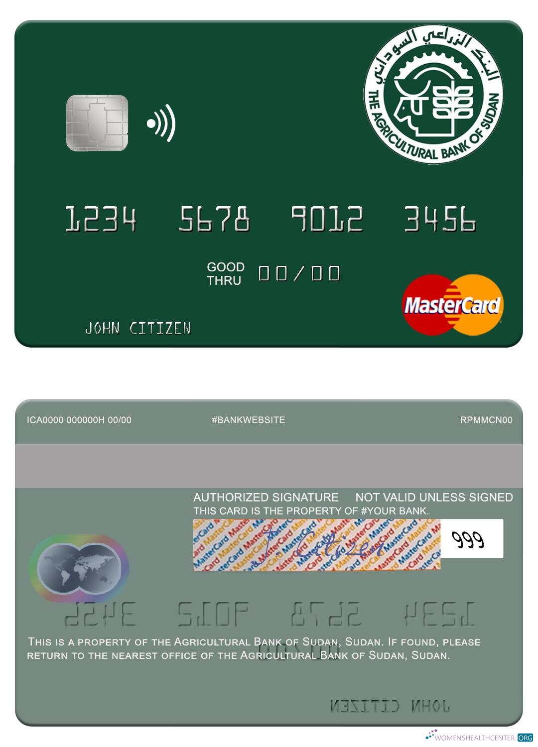 Premium Herunterladen Sudan The Agricultural Bank von Sudan Mastercard Photoshop Vorlage