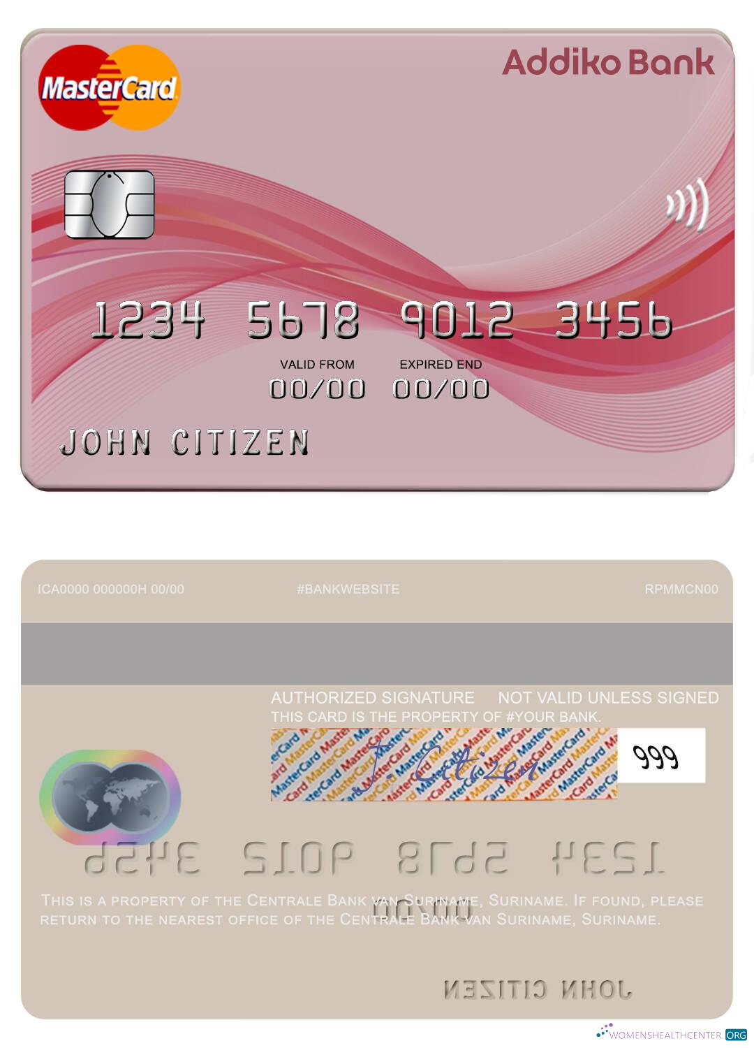 Realistische Herunterladen Surinam Centrale Bank Van Surinam Mastercard Photoshop Vorlage