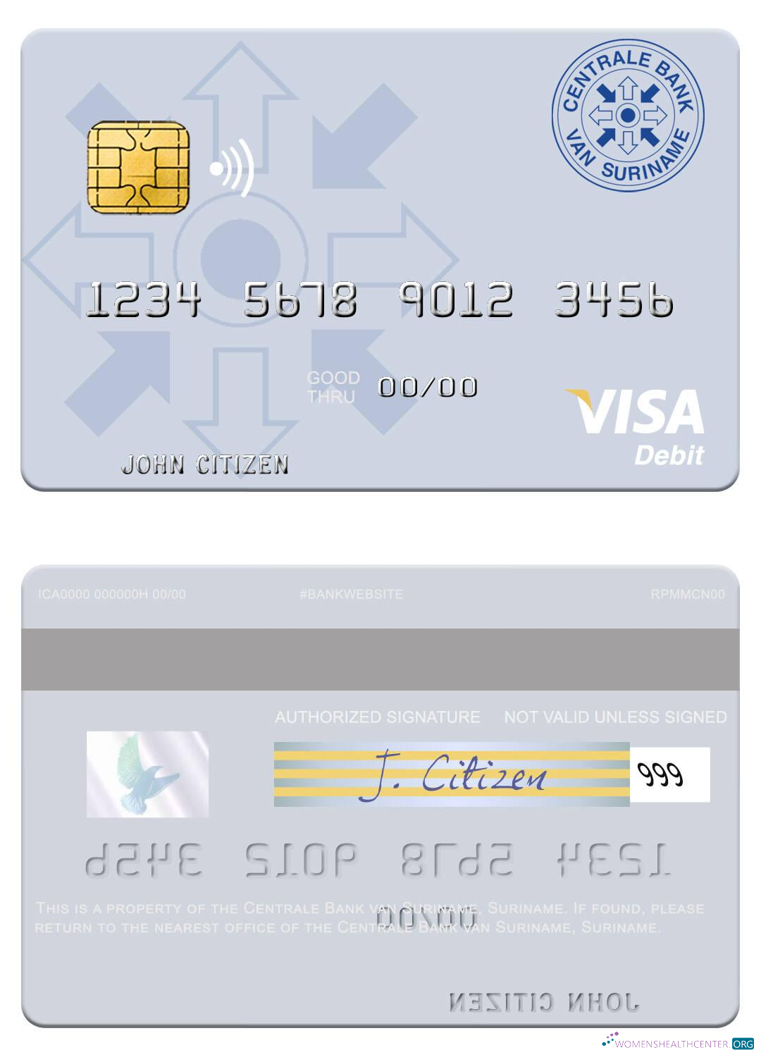Professionelle Herunterladen Surinam Centrale Bank Van Surinam Visa Debit Karte Photoshop Vorlage
