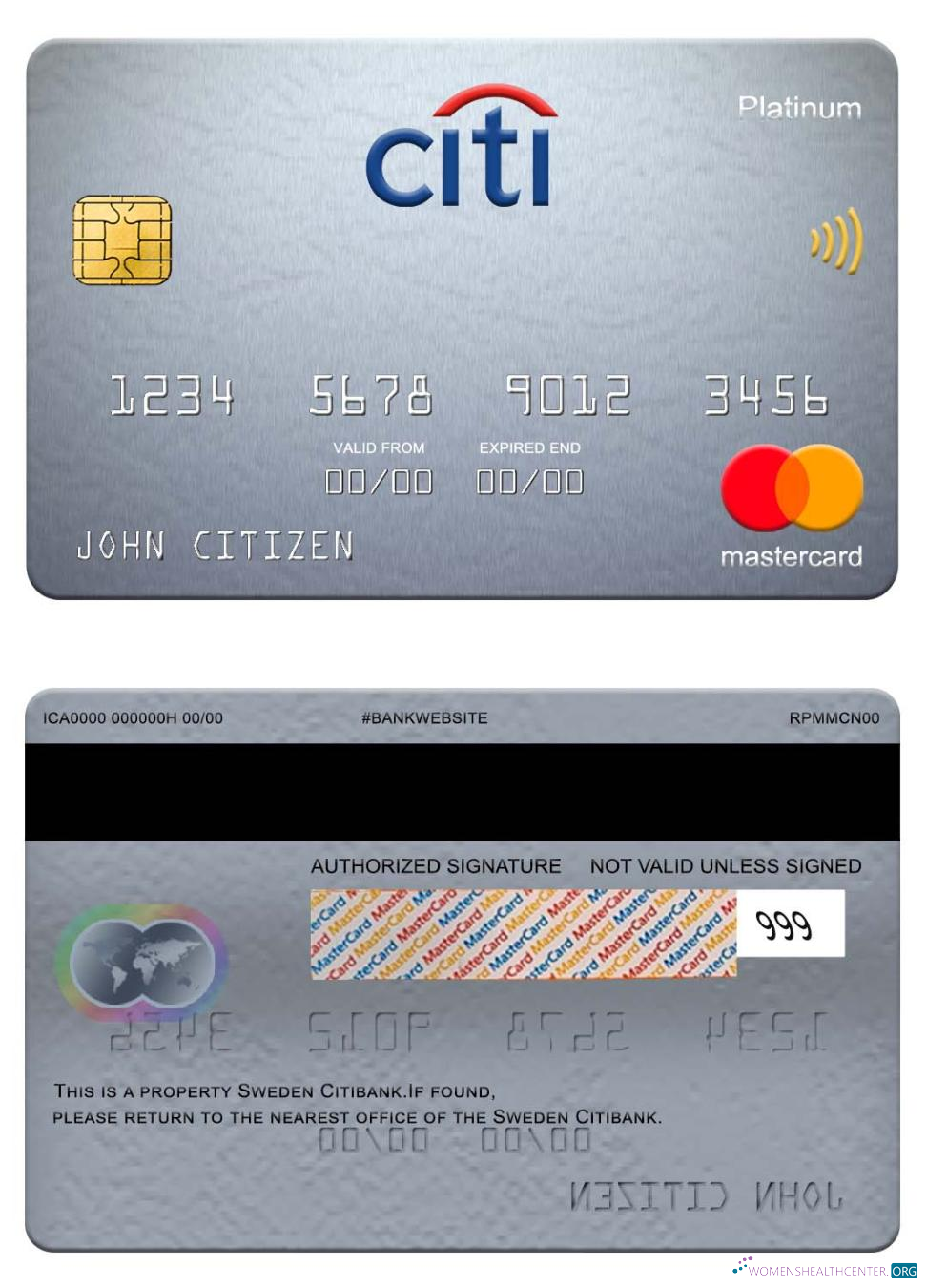 Professionelle Herunterladen Schweden Citibank Mastercard Platin Photoshop Vorlage