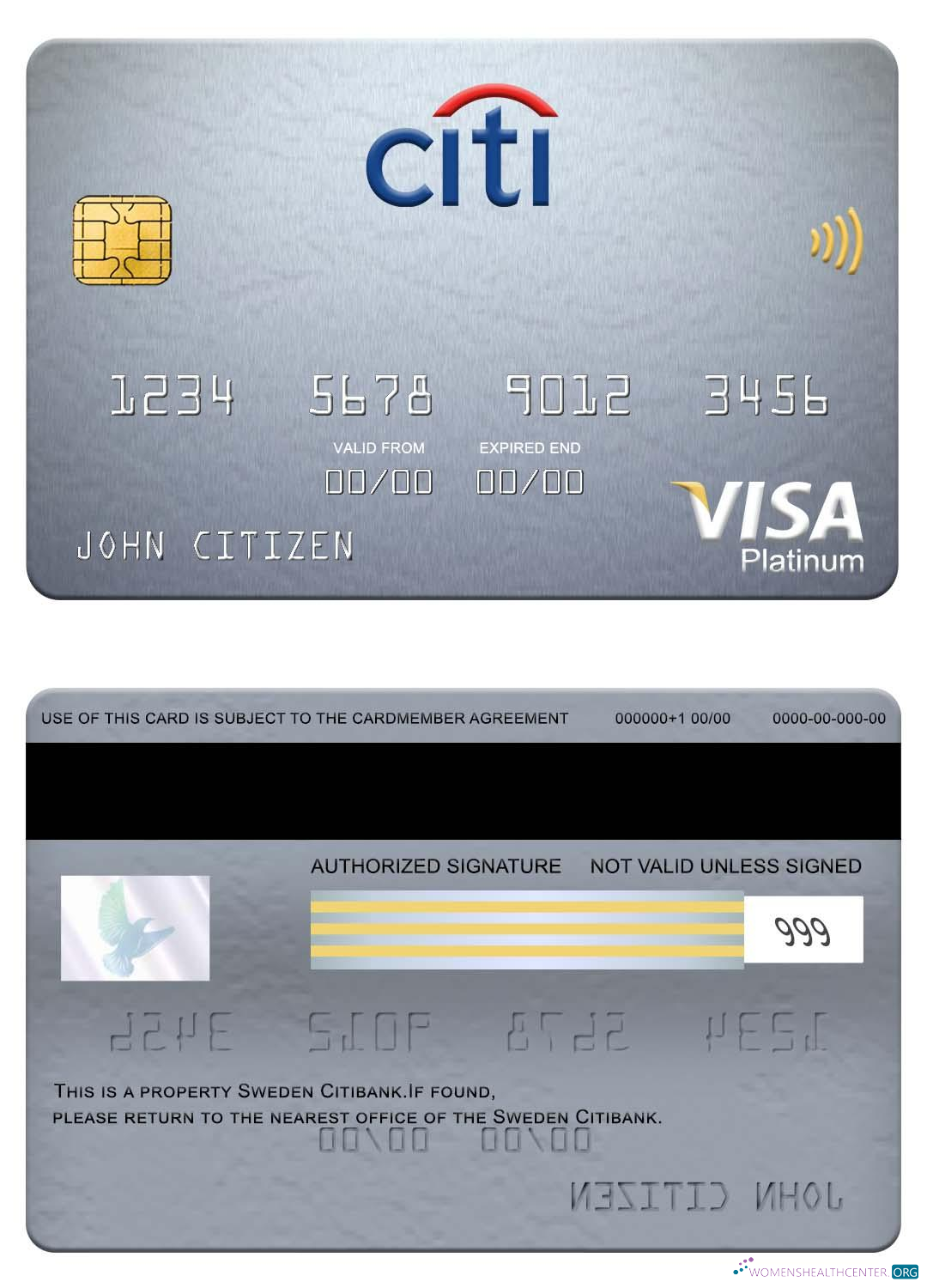 Premium Herunterladen Schweden Citibank Visa Platin Karte Photoshop Vorlage