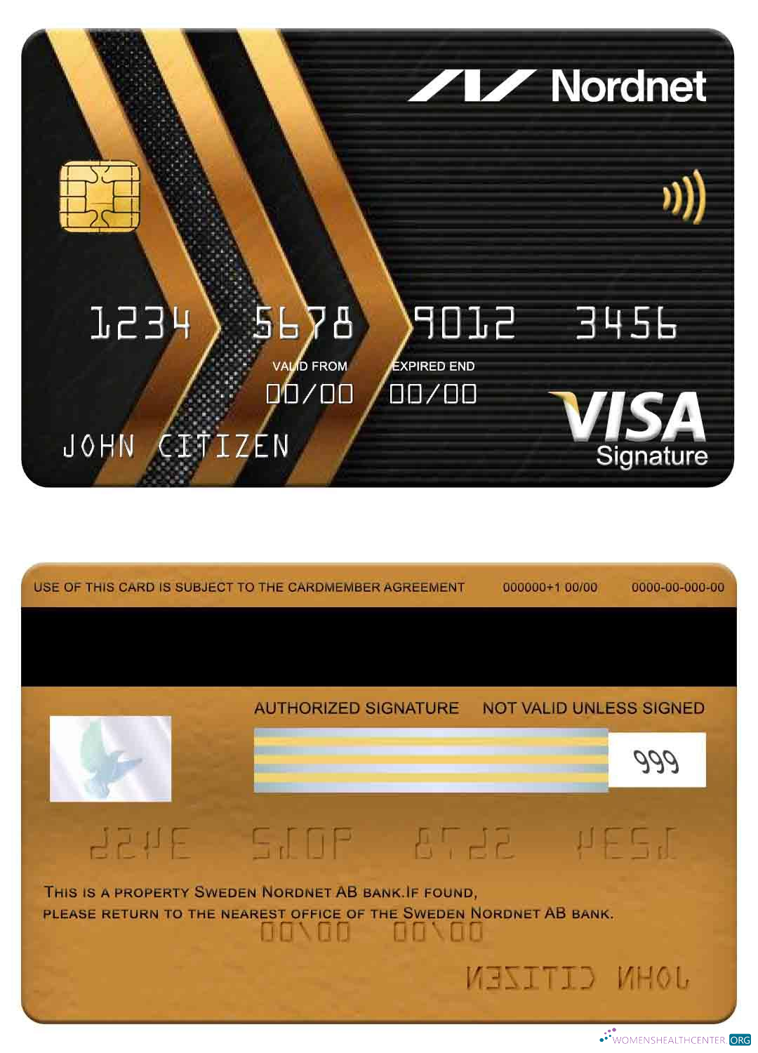 Professionelle Herunterladen Schweden Nordnet AB Bank Visa Signature Karte Photoshop Vorlage