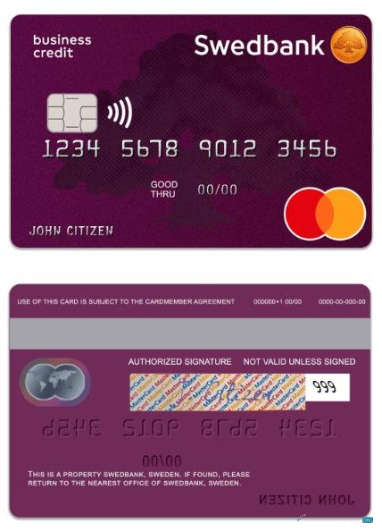 Hochwertige Herunterladen Schweden SwedBank Kredit Mastercard Photoshop Vorlage
