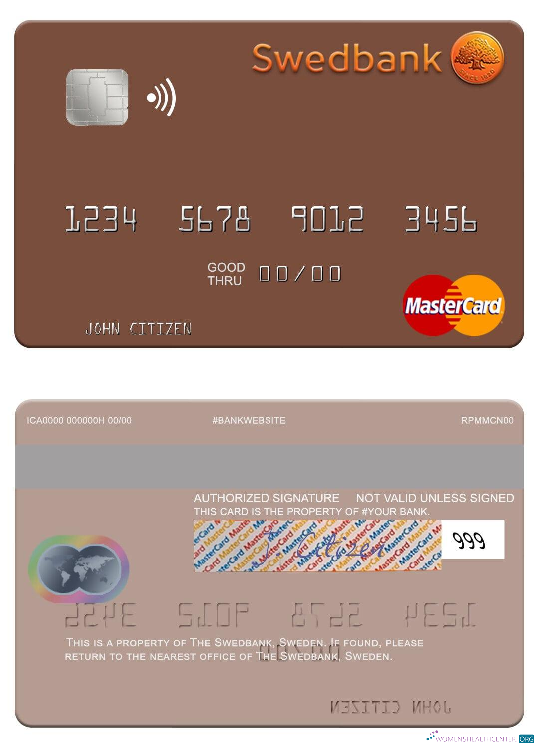 Professionelle Herunterladen Schweden Swedbank Mastercard Photoshop Vorlage