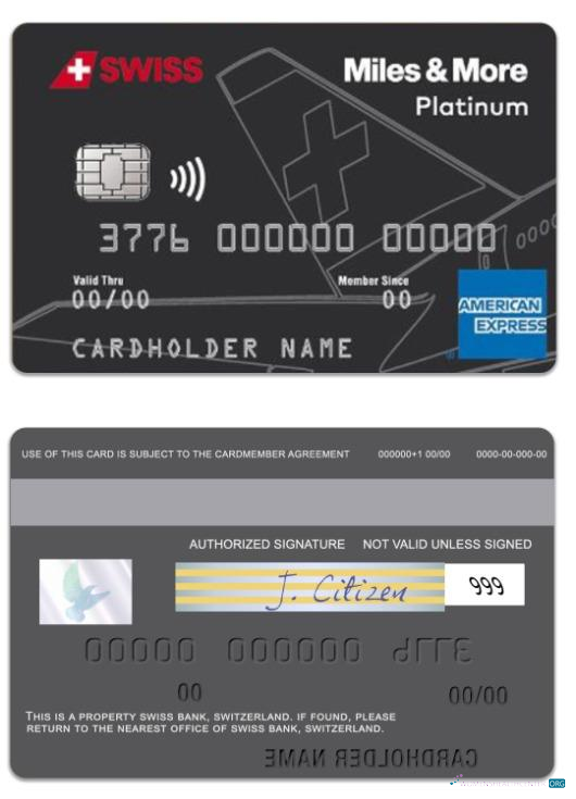 Premium Herunterladen Schweiz SWISS Bank Meilen & More Platin American Express Karte Photoshop Vorlage