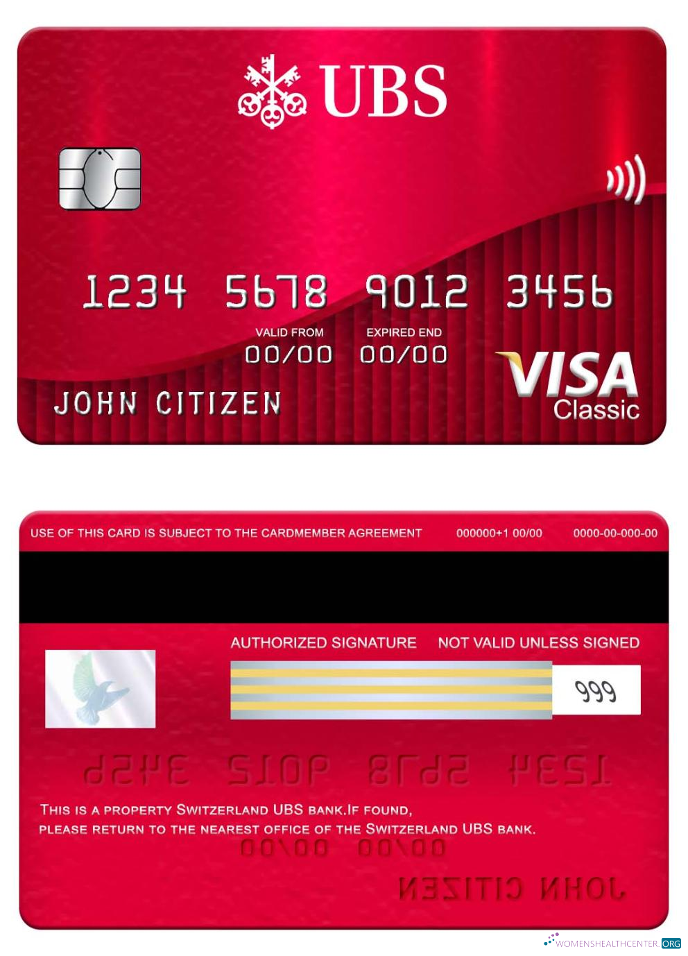 Premium Herunterladen Schweiz UBS Bank Visa Classic Karte Photoshop Vorlage