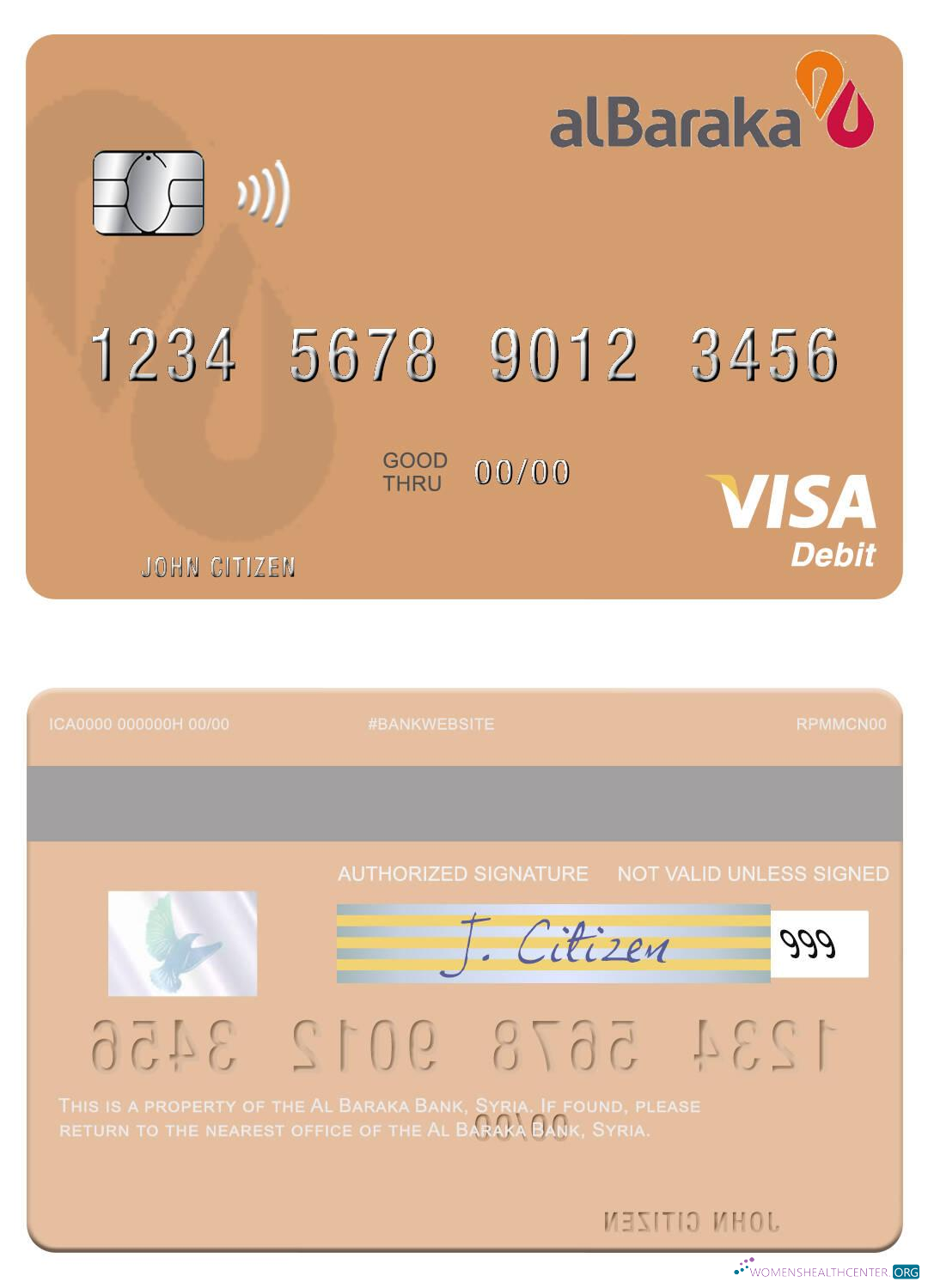 Editierbare Herunterladen Syrien Al Baraka Bank Visa Debit Karte Photoshop Vorlage