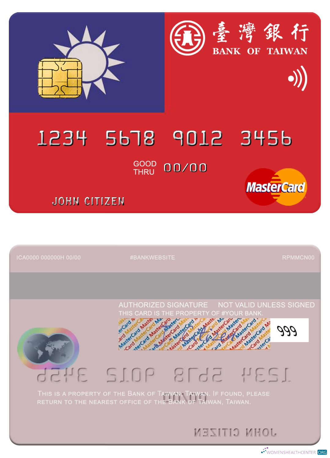 Realistische Herunterladen Taiwan Bank von Taiwan Mastercard Photoshop Vorlage