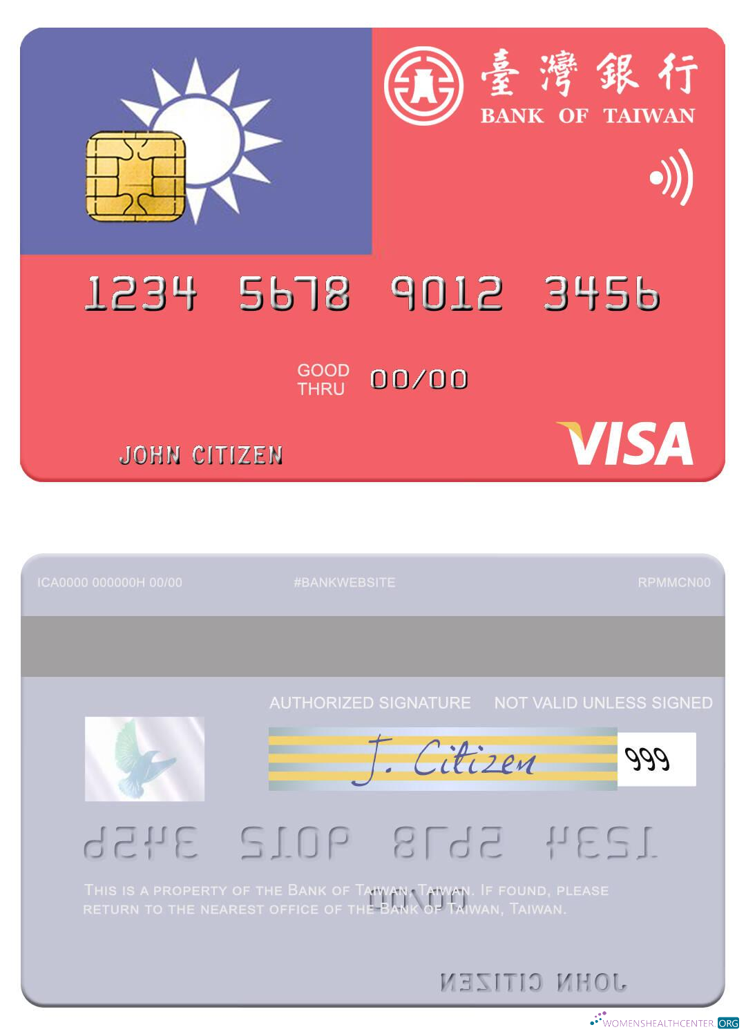 Editierbare Herunterladen Taiwan Bank von Taiwan Visa Debit Karte Photoshop Vorlage