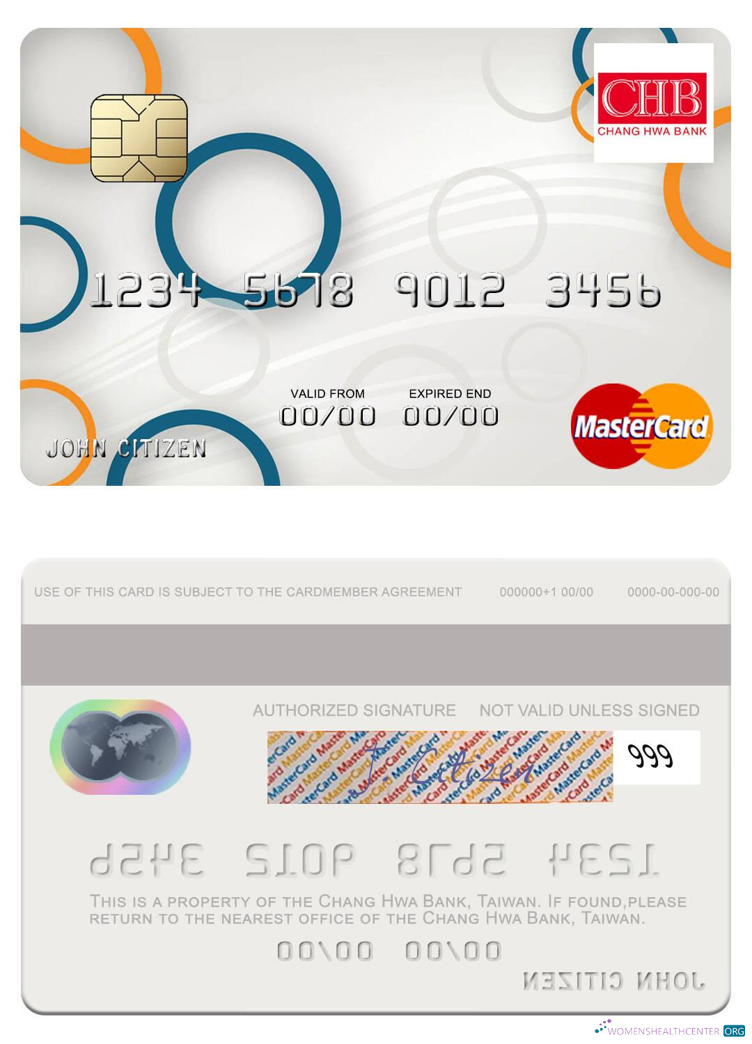 Hochwertige Herunterladen Taiwan Chang Hwa Bank Mastercard Photoshop Vorlage