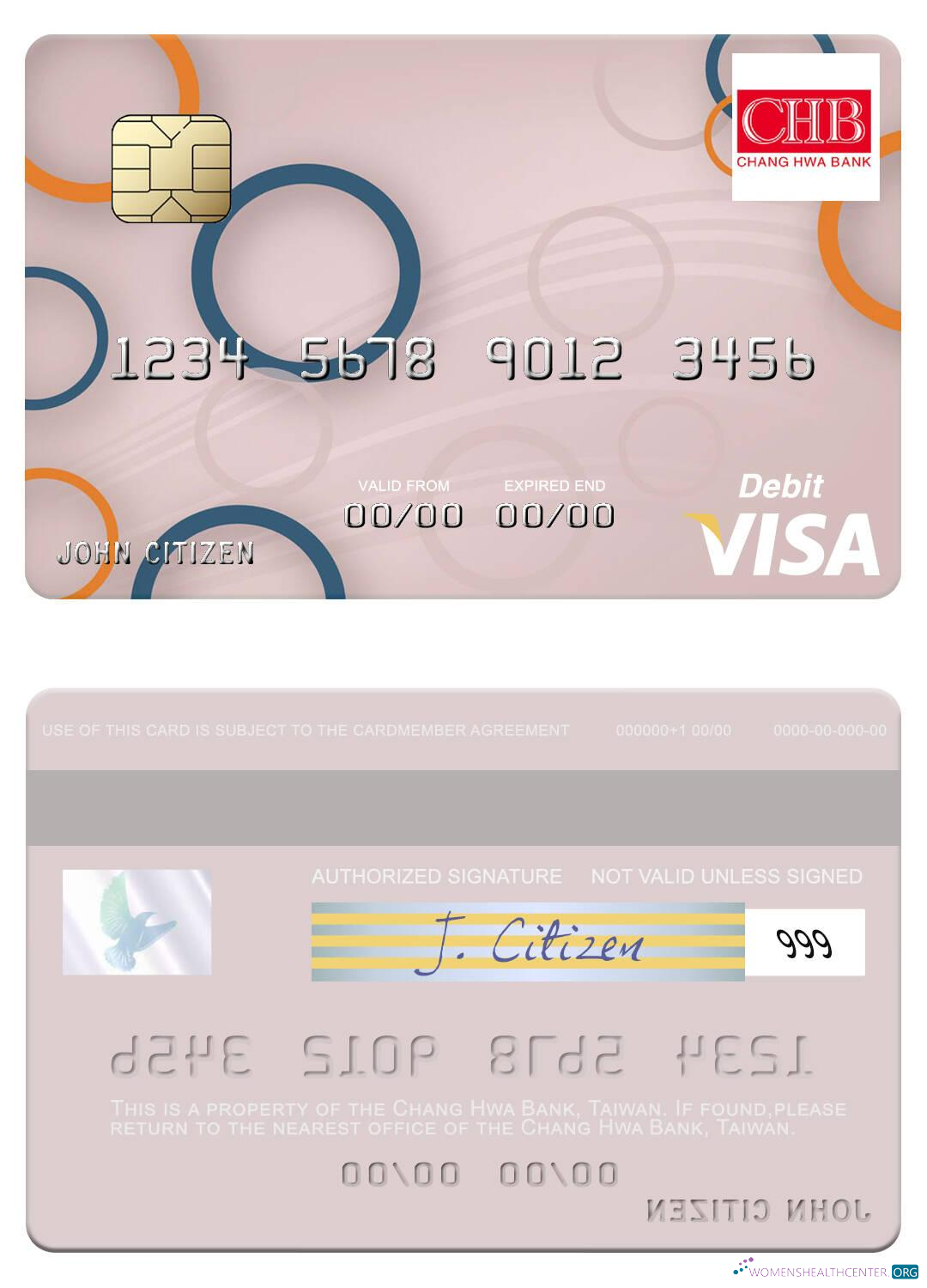 Realistische Herunterladen Taiwan Chang Hwa Bank Visa Debit Karte Photoshop Vorlage